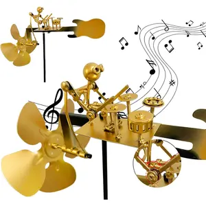 Garden Rock Band Windmill, HHandmade Metal Drummer Windmill, Decorative Rock Art Sculptures, Wind-Powered Kinetic Figurines, Wind Spinners for Garden Yard Lawn Patio Decor, Unique Drummer Statue Gift for Music Lovers