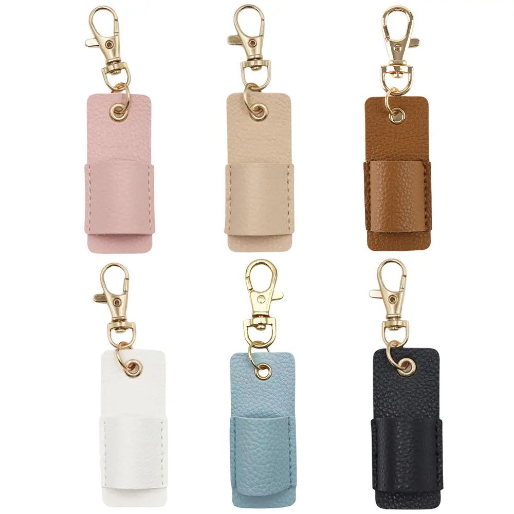Pack of 6 Portable Anti-Lost Pen Holder, Pen-Lanyards Pencil Badge Holder Pocket PU Leather Pen Keychain for Pencil Badges Clipboard Nurses Office Supplies