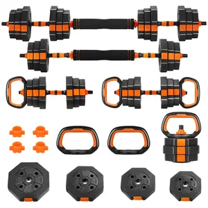 FOXTEEN Adjustable Dumbbells, 20/50/70/90lbs Free Weight Set with Connector, 4 in1 Dumbbells Set Used as Barbell, Kettlebells, Push up Stand, Weight Plate, Fitness Exercises for Home Gym Suitable Men/Women Foldable Ab Workout Equipment Rose Red Soft worko