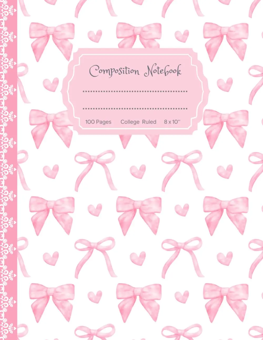 Super Cute Girly Pastel Pink & White Bows Coquette Composition Notebook: College Ruled Aesthetic Cool Design; Preppy Lover Stuff; School Supplies for Girls, Kids, Teens; Perfect Gift for Girl