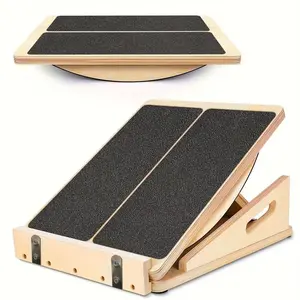 2-in-1 Portable Wooden Slant Board, 2 Pack Adjustable Incline Board for Calf Ankle Heel Stretching, Home Fitness Training Equipment for Squats & Pilates