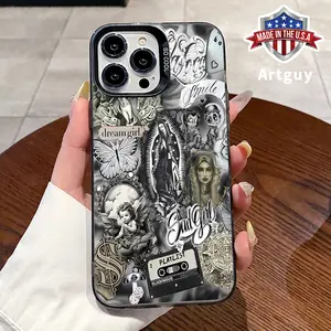 Phone Case Compatible with iPhone 16 15 Pro Max Plus 16E 14 13 12 11 X XR Vintage Art Butterfly Angel Pattern Durable Shockproof Anti-Scratch PC Protective Case