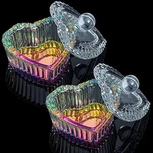 2PCS Nails Tips Art Dappen Dish with Lid Acrylic Liquid Powder Dappen Monomer Dish Glass Crystal Cup Glassware Tools for Professional Use and Home Use