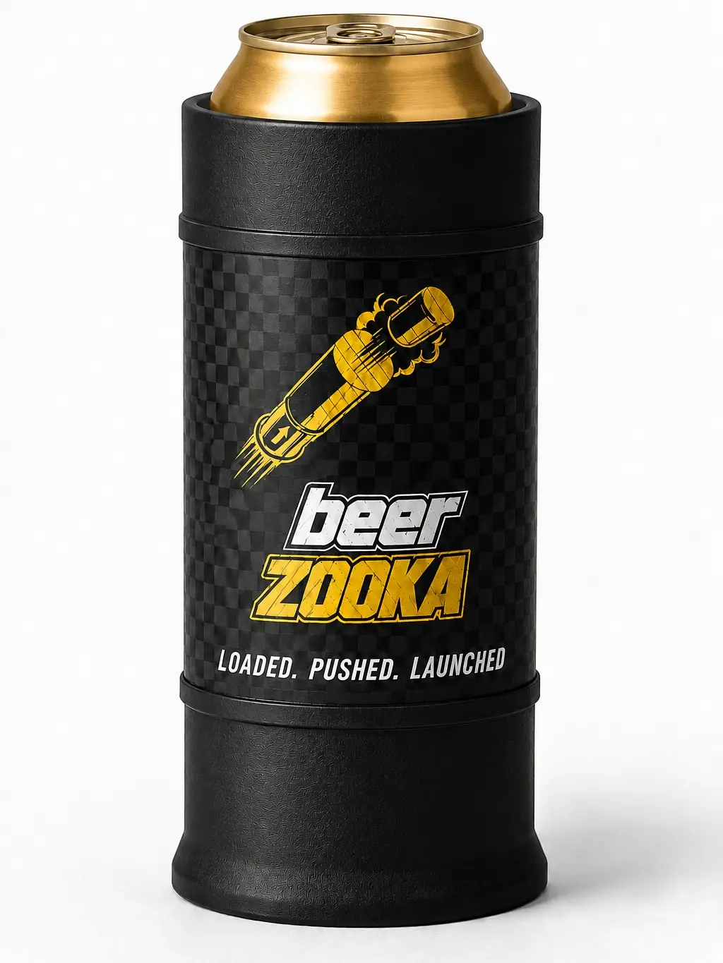 Double Tactical Insulated 12oz Koozie - Kitchen Drinkware Accessory, Plastic Body, Checkerboard Design, Quick Reload, Holds 2 12-oz Cans, Tactical Look for Beer, Soda