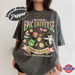 [Sale off up to 50%] Epic Universe Fan Comfort Colors Shirt, Funny Family Theme Park Trip TShirt, Orlando Park 2025 Family Tee, Graphic Streetwear T-shirt