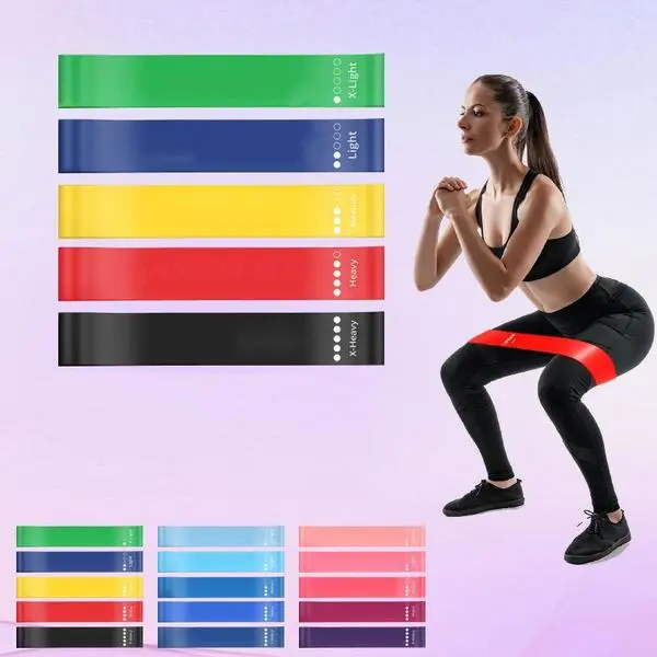 Unisex 10-Piece Mini Loop Elastic Bands Set with Carry Bag - 5-Level Resistance Home Gym Equipment for Strength Training, Physical Therapy