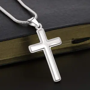 Simple Cross Pendant Necklace Adjustable Snake Chain Hypoallergenic Stainless Steel Unisex Gift Personalized Clavicle Chain for Men and Women