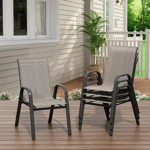 Set of 4 Stackable High Back Patio furniture Chairs, All-Weather Textilene Outdoor Chairs with Metal Frame for Garden Deck Backyard Balcony