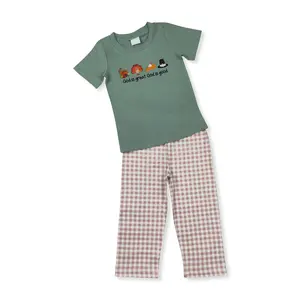 Thanksgiving turkey Plaid Print pant Boys sets