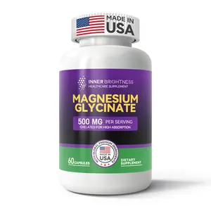 Magnesium Glycinate 500mg Capsules - Only Magnesium Glycinate, Inner Brightness Magnesium Supplement for Sleep, Immune & Bone Support and Heart - Non-GMO, Gluten-Free, Gentle on Stomach - 60 Vegetarian Capsules