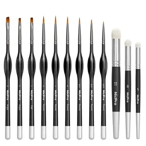 Nicpro Miniature Paint Brushes Dry Brush - 12Pack Model Paint Brush Set for Acrylic Watercolor, Micro Detail Paint Brushes & Dry Brush Set for Miniature Model, Paint by Number