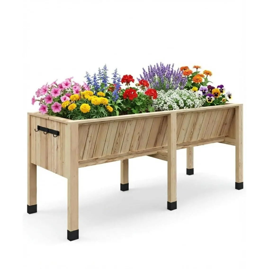 Garvee Elevated Wooden Raised Garden Bed 6 x 2 x 2.5FT with 6 Legs, Detachable Liner, Natural Cedar Outdoor Planter Box for Vegetables, Herbs, Flowers, Suitable for Backyard, Patio, Balcony