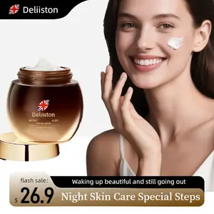 Deliiston-Anti-aging Sleep Cream Essence, Night Repair Anti-wrinkle Cream, Fade Fine Lines and Moisturize, Deeply Nourish Skin, Hydrate and Moisturize