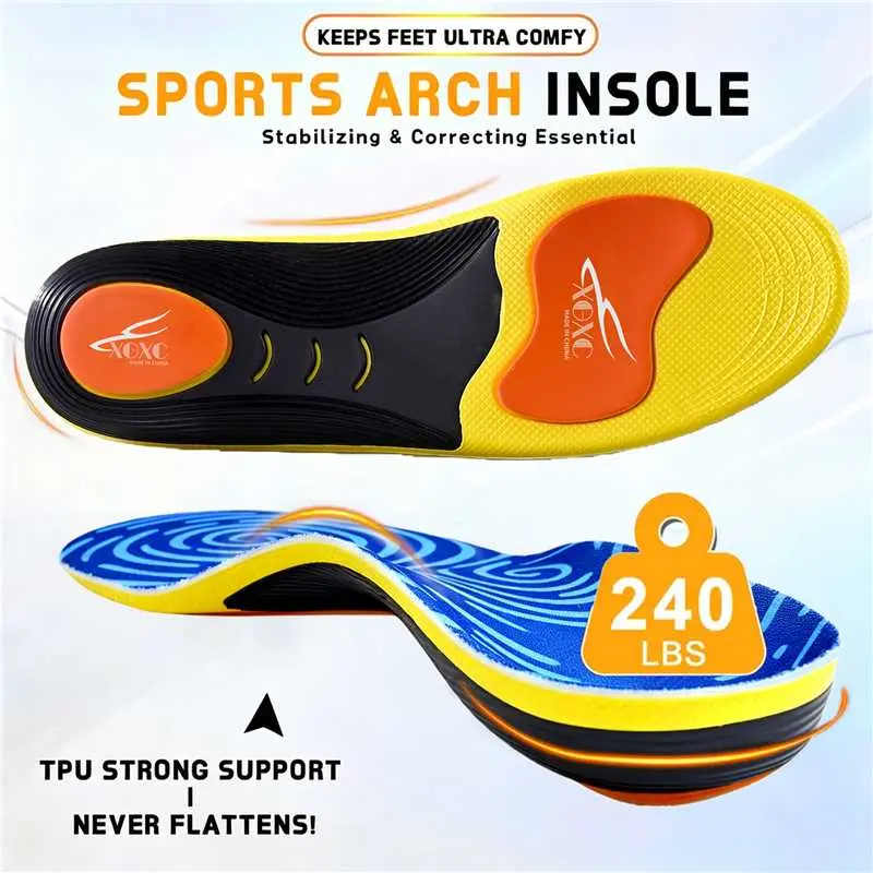 Heavy Duty High Arch Shock Absorbing Performance Insoles For 230+ Lbs Men & Women - Fast Pain Relief For Plantar Fasciitis, Flat Feet, All Day Standing Comfort In Work Boots 5203, Shock Absorbing Insoles, Shoe