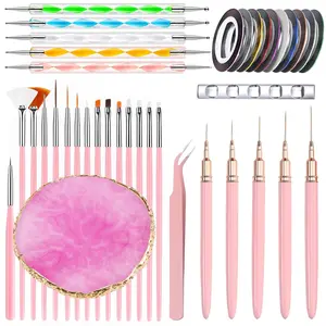 5/20/21/38-Piece Manicure Nail Art Brush Tool Set, Includes Nail Brushes/Palette/Dotting Pens/Liner Brushes/Brush Holders/Tweezers/Nail Art Decorative Strips, Suitable for Beginners and Professionals, Nail Art Decorations