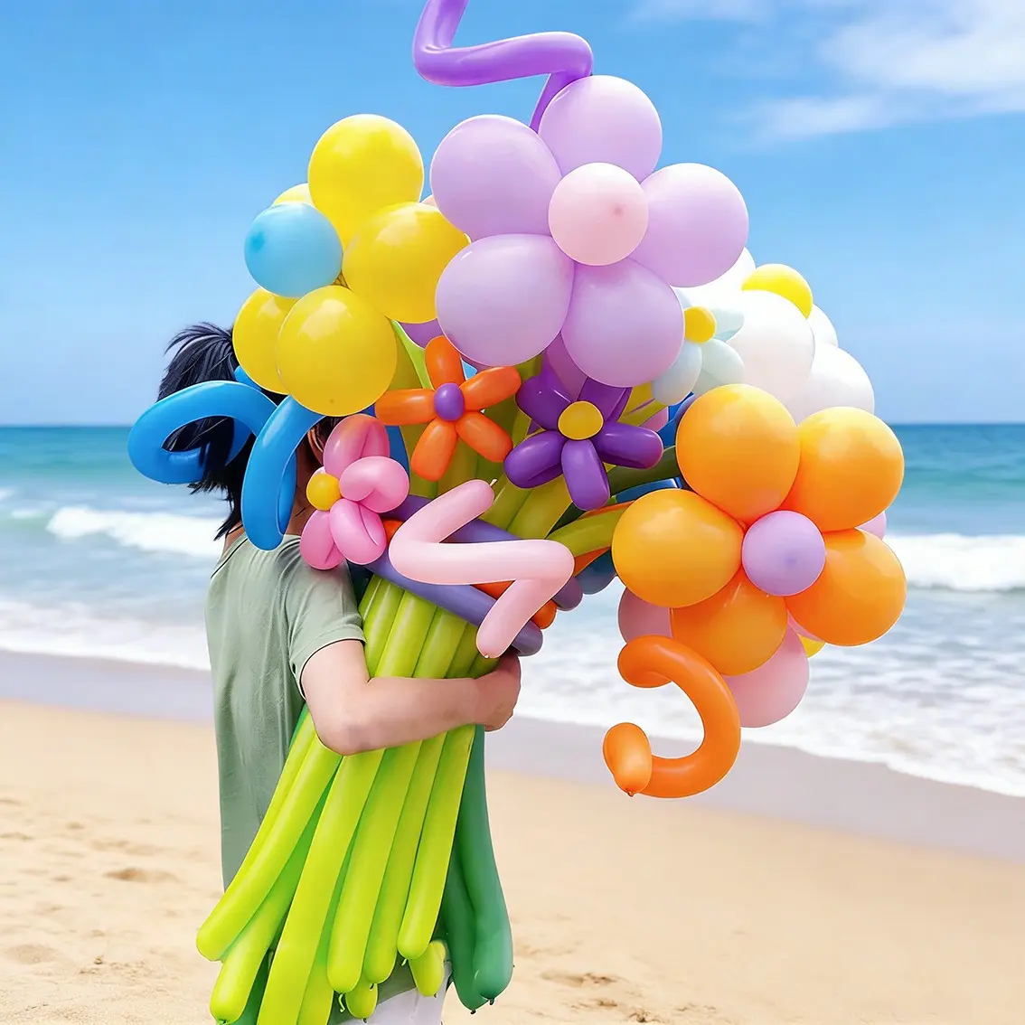 Clown Entertainment Balloon Set, Daisy Flower Balloon Bouquet, DIY Material Kit, Outdoor Picnic Atmosphere, Kids Birthday Party Decor