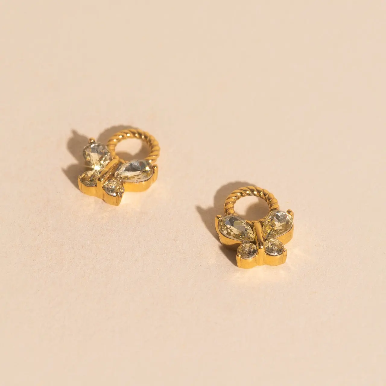 Crystal Butterfly Chunky Huggie Hoop Charms