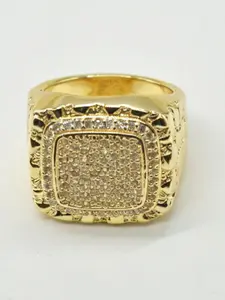 14k Square Full Diamond Wide Nugget Ring, Unisex, Perfect for Daily Wear, Fashion Jewelry, Elegant Glittering Ring, Gift for Holidays, Elegant Everyday Ring