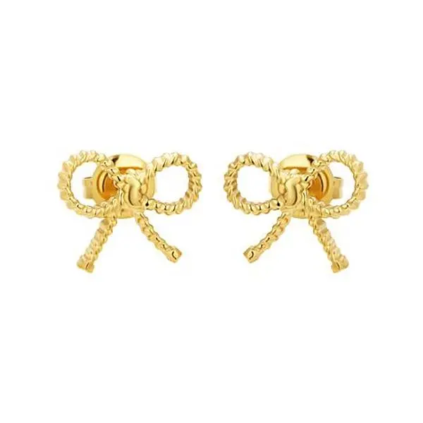 Stately Steel Stainless Steel Bow Stud Earrings