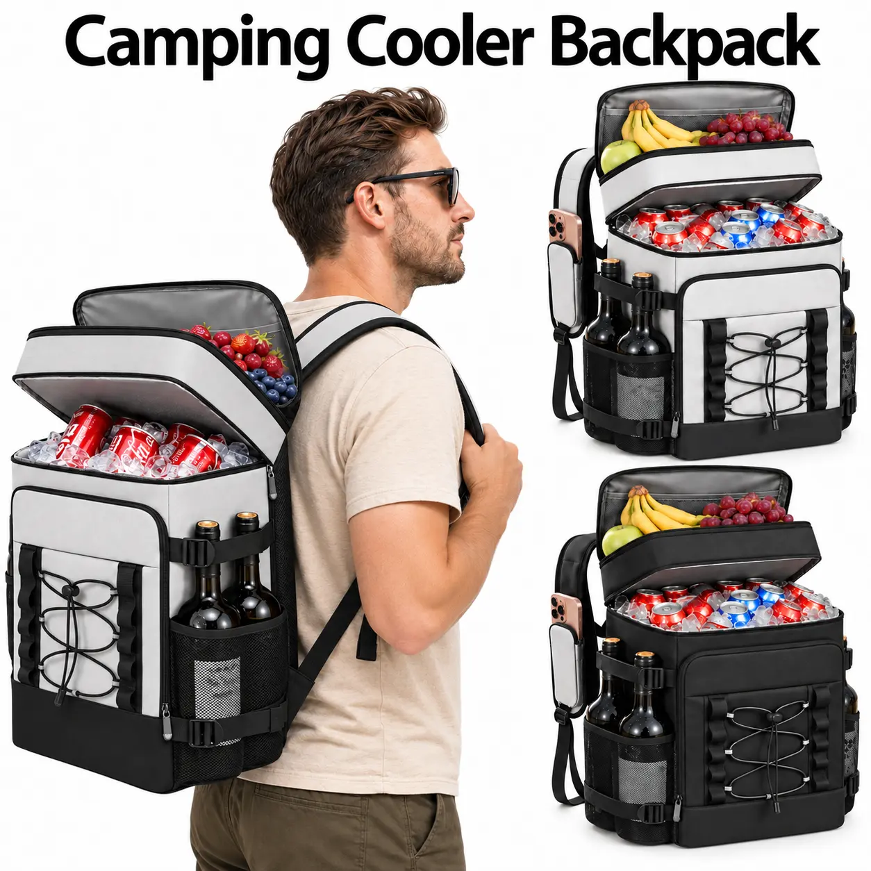 SUNNYDATING Large Insulated Waterproof Hands-Free Cooler Backpack - Wearable Cooler, 40-Can Capacity, 30-Hour Ice Life, Includes Bottle Opener & Ice Packs, for Camping, Tailgate, Men’s Gift Option