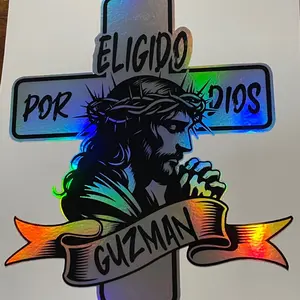 Chosen by God Cross - Artistic Design Featuring "ELIGIDO POR DIOS" & or custom Text, Vibrant Style decal