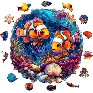 NiArt 200PCS Ocean World Wooden Jigsaw Puzzle for Adults, 11.1 * 11.2 Inch Precision Laser-Cut Pieces, Fun and Relaxing Home Decor Puzzle for Family Bonding, Stress Relief and Imagination Boost