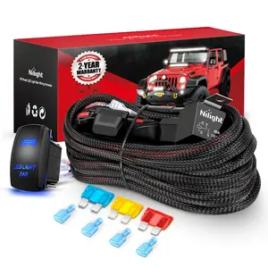 Nilight Wiring Harness Kit Nylon 14 AWG 2 Leads 12V 5Pin Rocker Switch Laser On Off Power Relay Blade Fuse for LED Light Bar Off Road Lights on Cars Jeep Boat Trucks Lighting Outdoor Automotive Vehicle dealsforyoudays