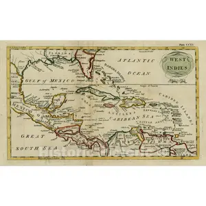 West Indies - Gulf Coast and Florida Map, 1779 ca | Historical Map Print