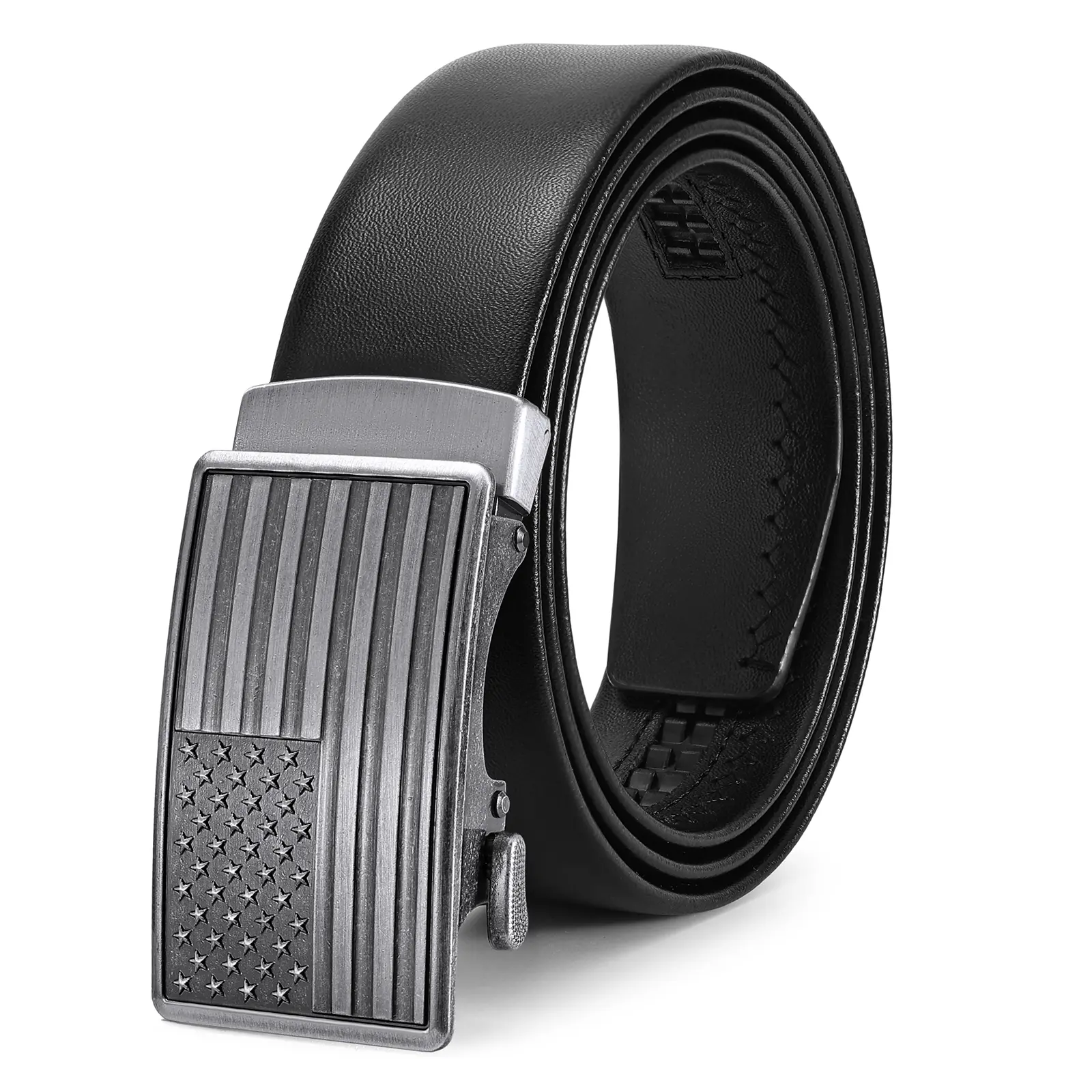 BELTROAD Men's Sturdy Ratchet Belt - 1.375 in Oil Edge Adjustable Waist Belt, Rust-Resistant American-Style Flag Buckle, Fashion Vintage Accessory for Dress & Casual Wear, Fashion Vintage Belts