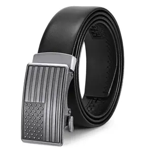 BELTROAD Men's Ratchet Belt - 1.375 in Leather Material, Adjustable Click Belt with American Flag Buckle for Dress & Casual Wear, Men's Accessories for Male