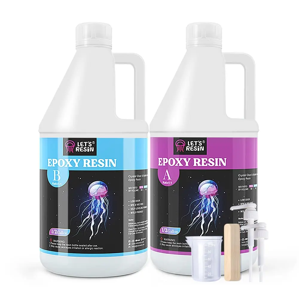 1 Gallon Bubble Free & Crystal Clear Epoxy Resin, Table Top Epoxy Resin for Casting, DIY, Resin Art,Molds,Jewelry - LET'S RESIN 1 Gallon Bubble Free & Crystal Clear Epoxy Resin, Table Top Epoxy Resin for Casting, DIY, Resin Art,Molds,Jewelry - LET'S RESIN