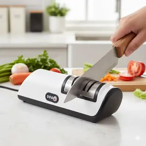 Professional Dual-Stage Electric Knife Sharpener, Fast Grinding & Polishing, Multi-Functional Tool for Efficient Kitchen Knife Repair.