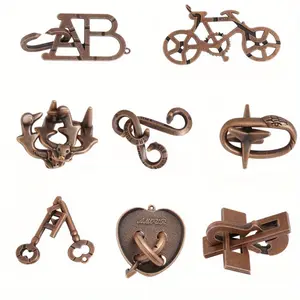 8-piece set of classic bronze metal Luban locks, puzzle solving, enhanced logical thinking, relaxation and creative problem-solving skills