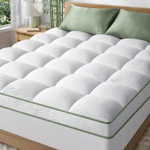 Extra-Thick 2 Inch Queen Size Mattress Topper Ultra Plush & Soft Viscose Derived from Bamboo Mattress Pad Naturally Cooling Perfect for Full Body Support Snow White