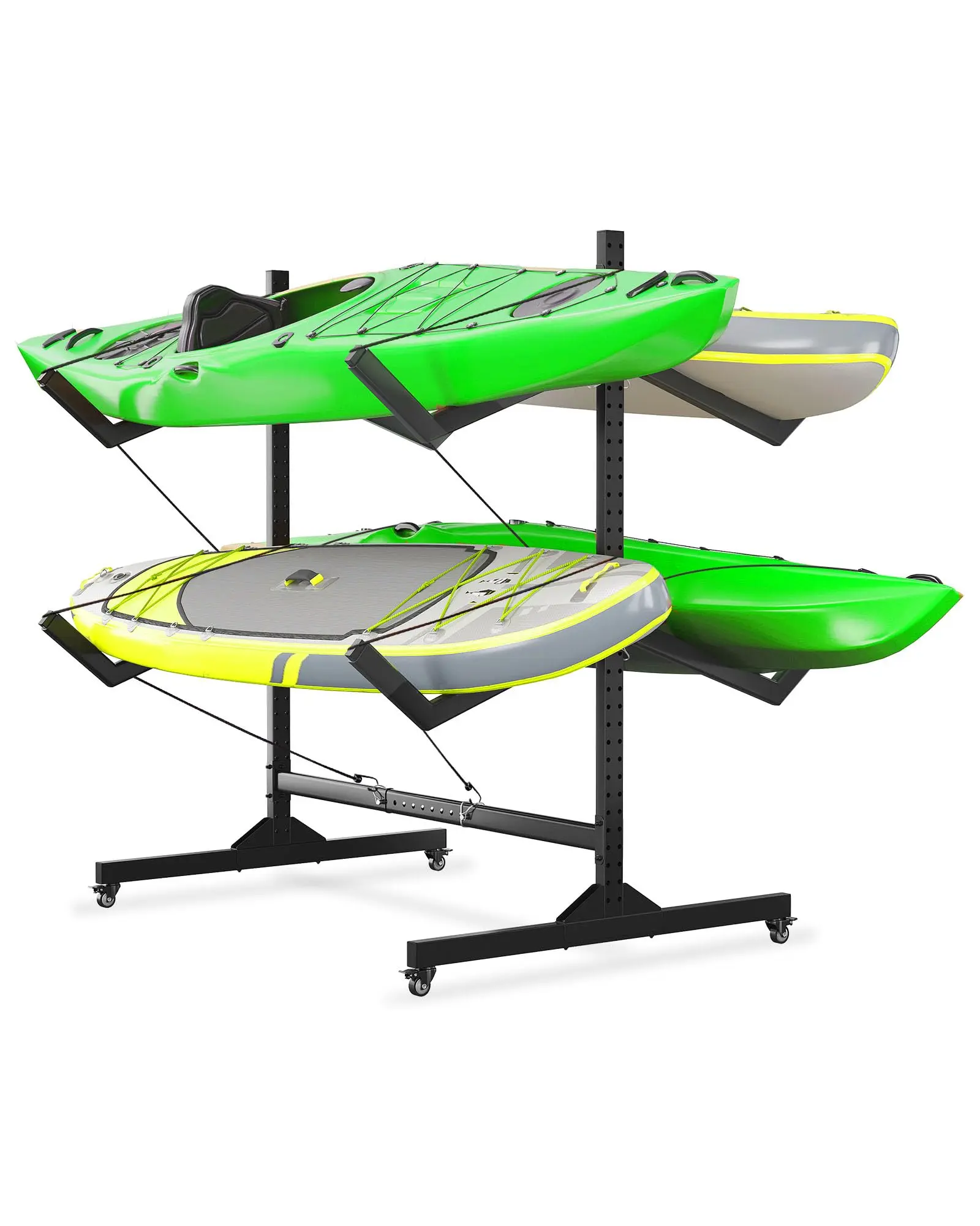 2-Tier Freestanding Kayak Storage Rack -Storage Rack for Kayaks or Canoes - Premium Kayak Stand for Outdoor and Indoor - Heavy Duty Kayak Holder