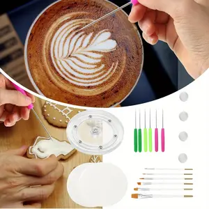 Cookie Decorating Kit Supplies Including 1 Acrylic Cookie Turntable 6 Cookie Scribe Needle2 Silicone Mesh Mats 6 Cookie Decoration Brushes 4 Rubber Feet Bumpers