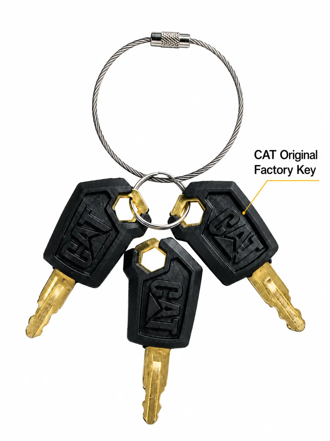 3PC Solid Brass Anti-Rust Ignition Replacement Key - Original Mold, OEM Standard for CAT Excavators, Loaders Heavy Equipment Engine Startup