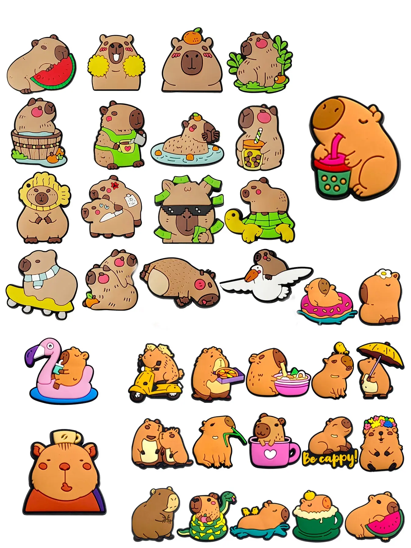 16/20/36 Piece Capybara Puffer Fish PVC Cartoon DIY Shoe Charms, Charm Accessory, Shoe Accessories, Decorative Shoes Classic Sandals, Family Children Christmas Party Birthday Gifts, Shoe Charms Set, Shoe Decoration