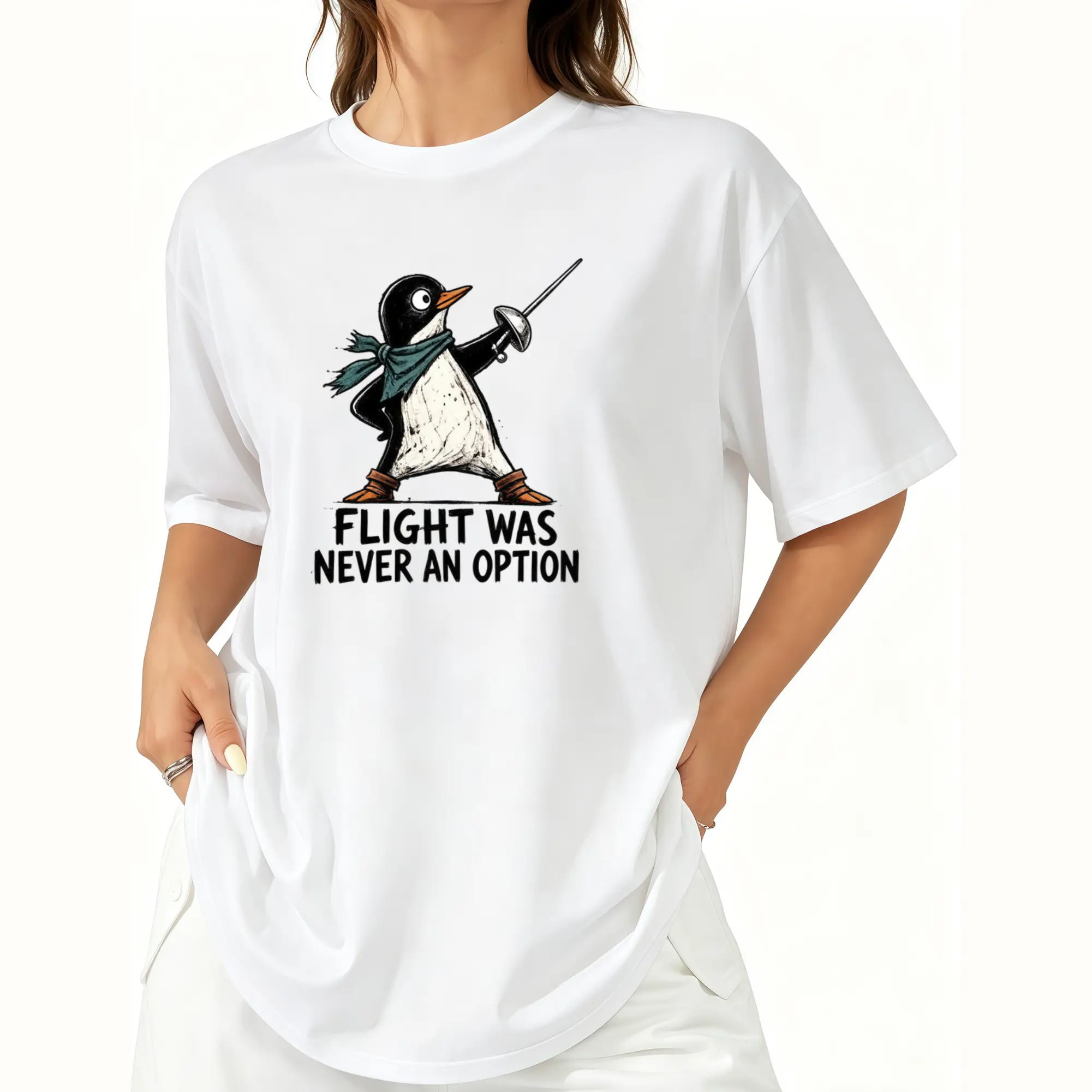 Flight Was Never an Option Shirt, Funny Penguin Graphic Tee, Sarcastic Animal T-Shirt, Humorous Bird Shirt, Penguin Gift Dream Soft