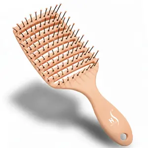 Herstyler Vented Hair Brush - Detangler for Faster Blow Drying - Curved Paddle Brush for Thick, Curly, Wavy, Wet or Dry Hair - Suits Both Men and Women