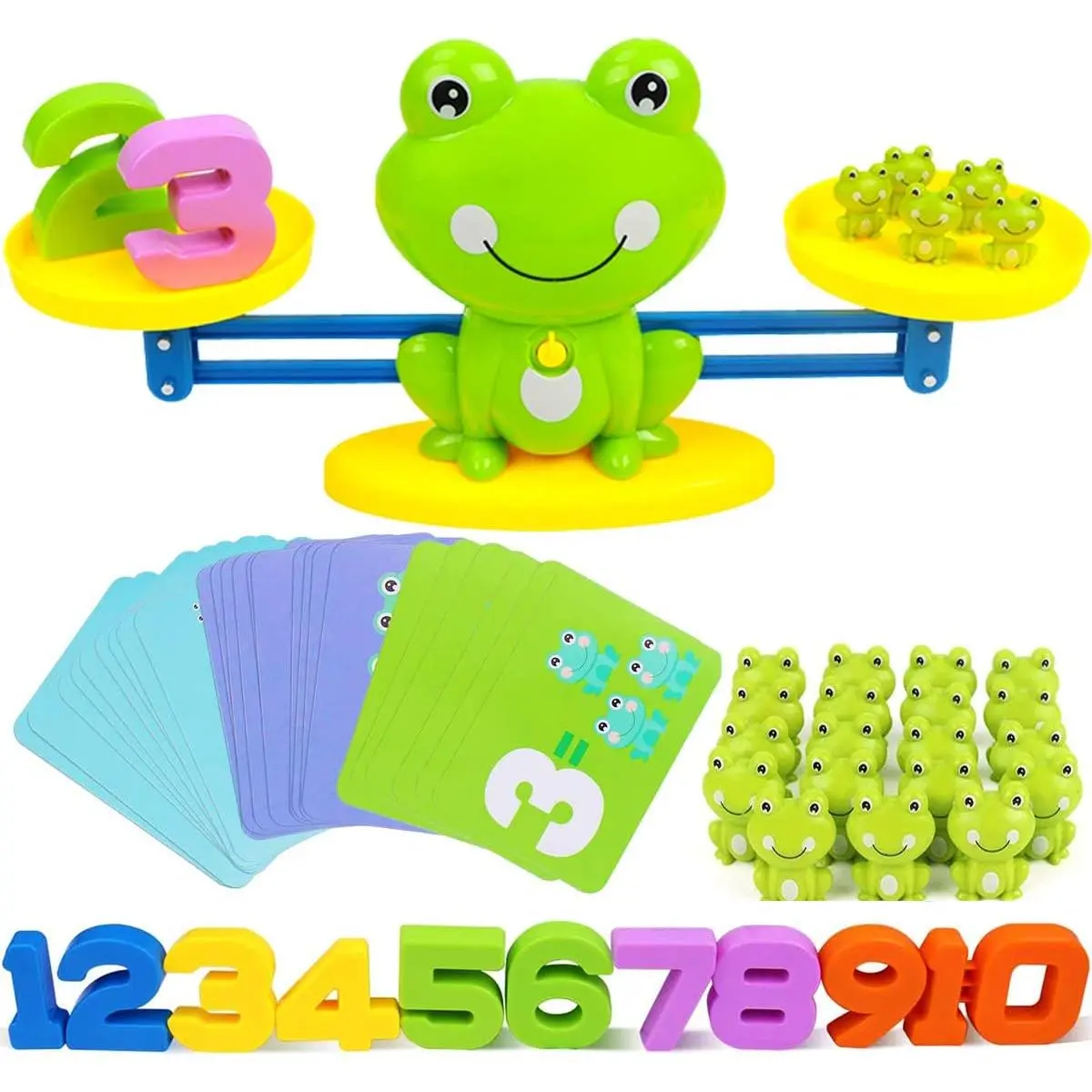 P-ITC078    Homeschool Kindergarten Frog Scale Cards Balance Board Game - Preschool Math Learning Stem Montessori Toys Educational Gifts for Boy Girl Ages 3 4 5 6 Year Old Birthdays Christmas Holidays