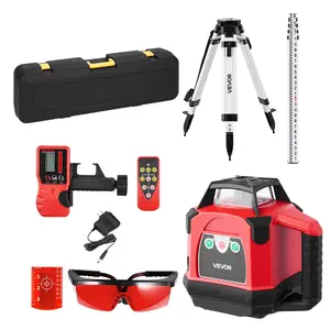 VEVOR Rotary Laser Level Kit, 2650ft 360-Degree Self Leveling Red Horizontal Laser Transit,with Heavy-duty Tripod, Receiver, Remote Control, Toolcase, IP66 Waterproof, 0.06in/100ft for Construction