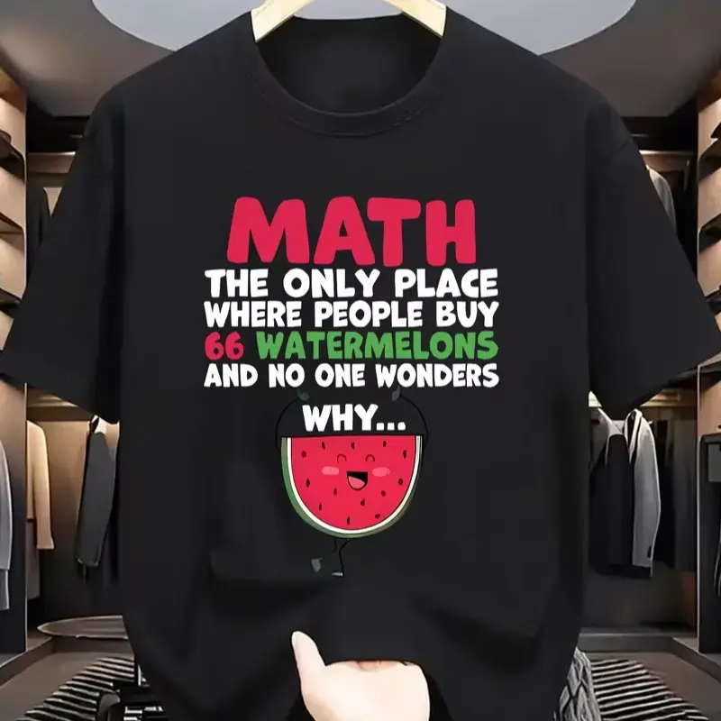 Funny Math Meme T Shirt The Only Place People Buy 66 Watermelons Cute Cartoon Watermelon Graphic Casual Tee