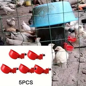 5-Piece Automatic Poultry Watering System, Plastic Chicken Waterer Set, Duck Goose Turkey Rabbit Self-Filling Waterer