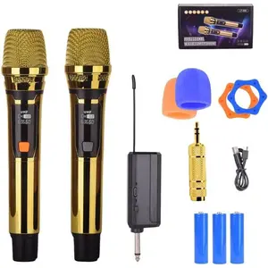 Handheld  Microphone, Rechargeable UHF Microphone, 200Ft,   2 MIC,Handheld Dynamic  Mic for Large Stage Singing Karaoke Wedding DJ Party Speech Church Class Use PA System