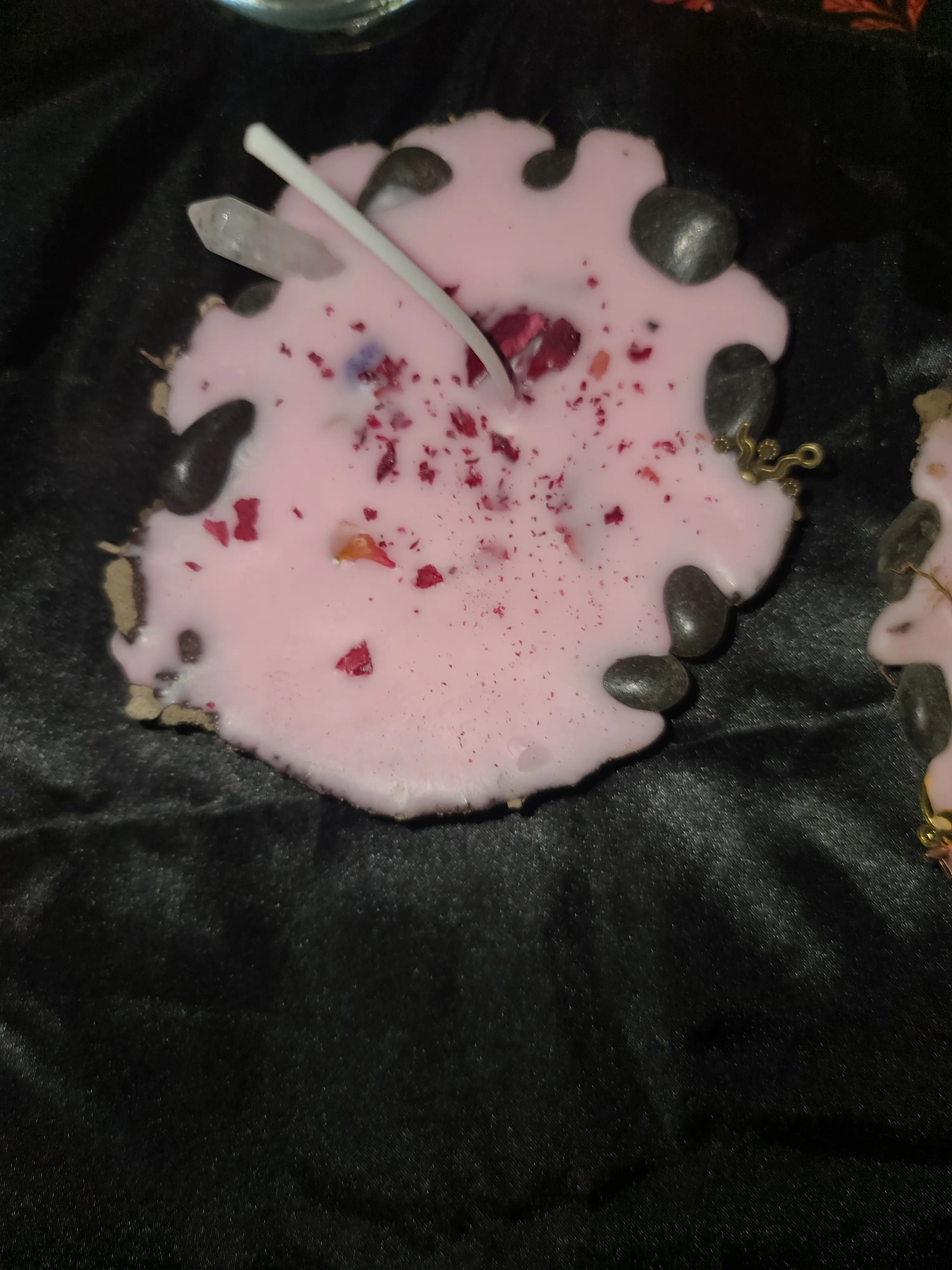 Handmade Pink Jasine Earth Candle - Soy Wax - Botanical & Crystal Accent Candle