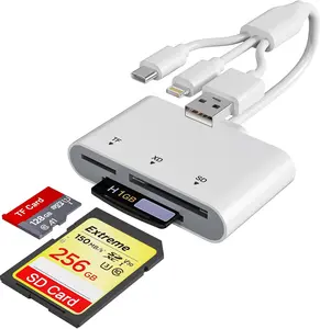 SD Card Reader for iPhone with USB-C & Lightning, 3-in-1 SD/MicroSD/xD-Picture Card Reader, Compatible with iPhone 17/16/15/14, iPad, MacBook, Android, Camera & PC