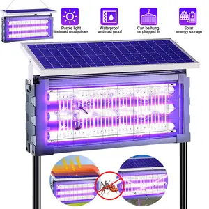 20W Solar Powered Mosquito Zapper, Outdoor Waterproof Insect Killer Lamp, 3 Tubes, Dual Charging