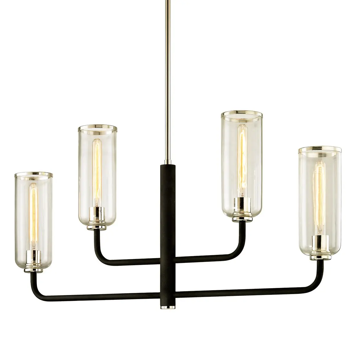 Aeon Linear Chandelier - Handcrafted Iron with Polished Nickel and Carbide Black Finish