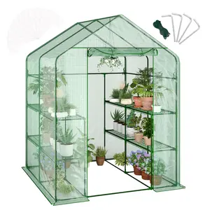 Portable 4.7x4.7x6.4FT Greenhouse with 12 Wire Shelves, Thick PE Cover, Roll-up Zipper Door - Ideal for Seedlings and Flower Growth